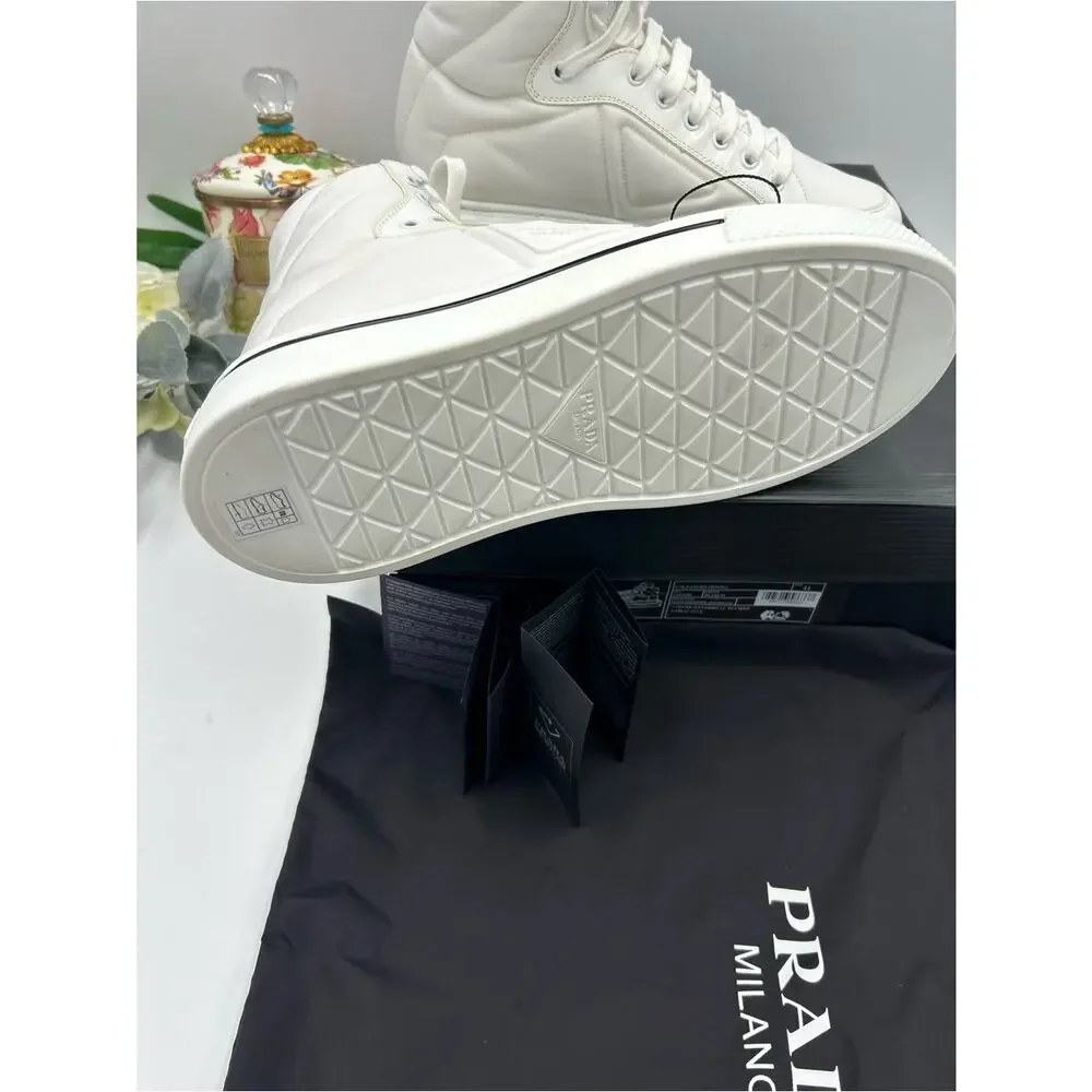 Women's Prada re-nylon and brushed leather high top sneakers size 41/11 US